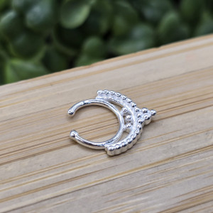 Piercing de prata 925 pontilhado detalhado fake para septo - Imagem 11