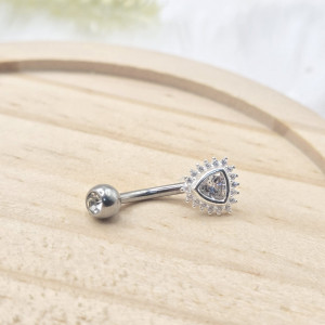 Piercing de prata 925 triângulo com zircônia e borda cravejada para umbigo - Imagem 9