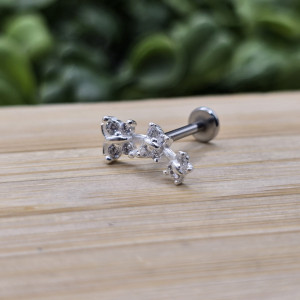Piercing de prata 925 três borboletas cravejadas para hélix, tragus, lóbulo e tash rock - Imagem 10