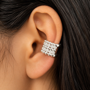 Piercing fake de prata 925 trabalhado cravejado - Imagem 11