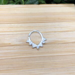 Piercing de prata 925 argola com ponta cravejada