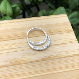 Piercing Furo Arco Duplo com Micro Zirconia De Prata