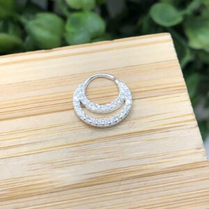 Piercing Furo Argola Dupla Cravejada