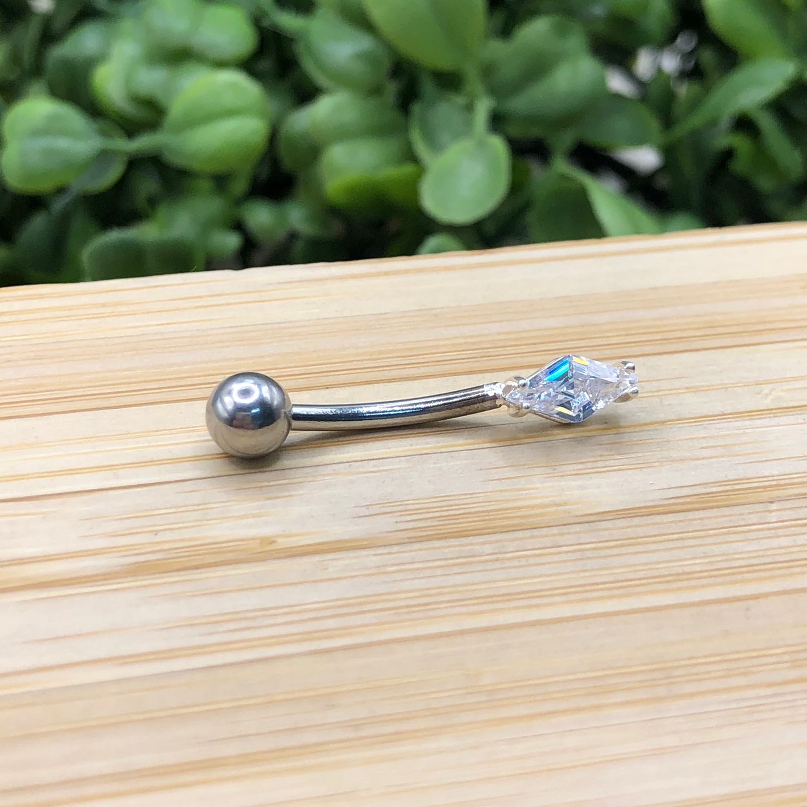 Piercing de Umbigo Zircônia Losango Cristal